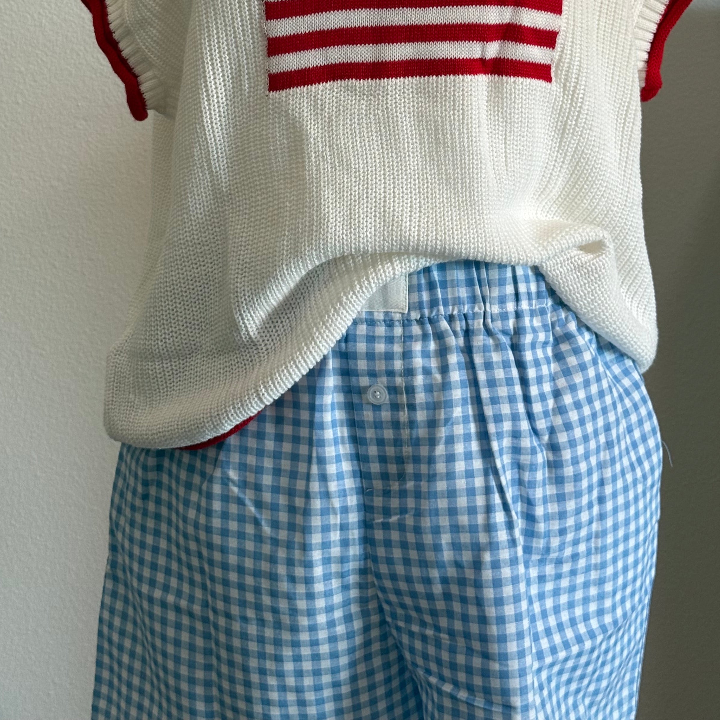 Blue gingham shorts