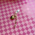 Turquoise and gold heart keychain
