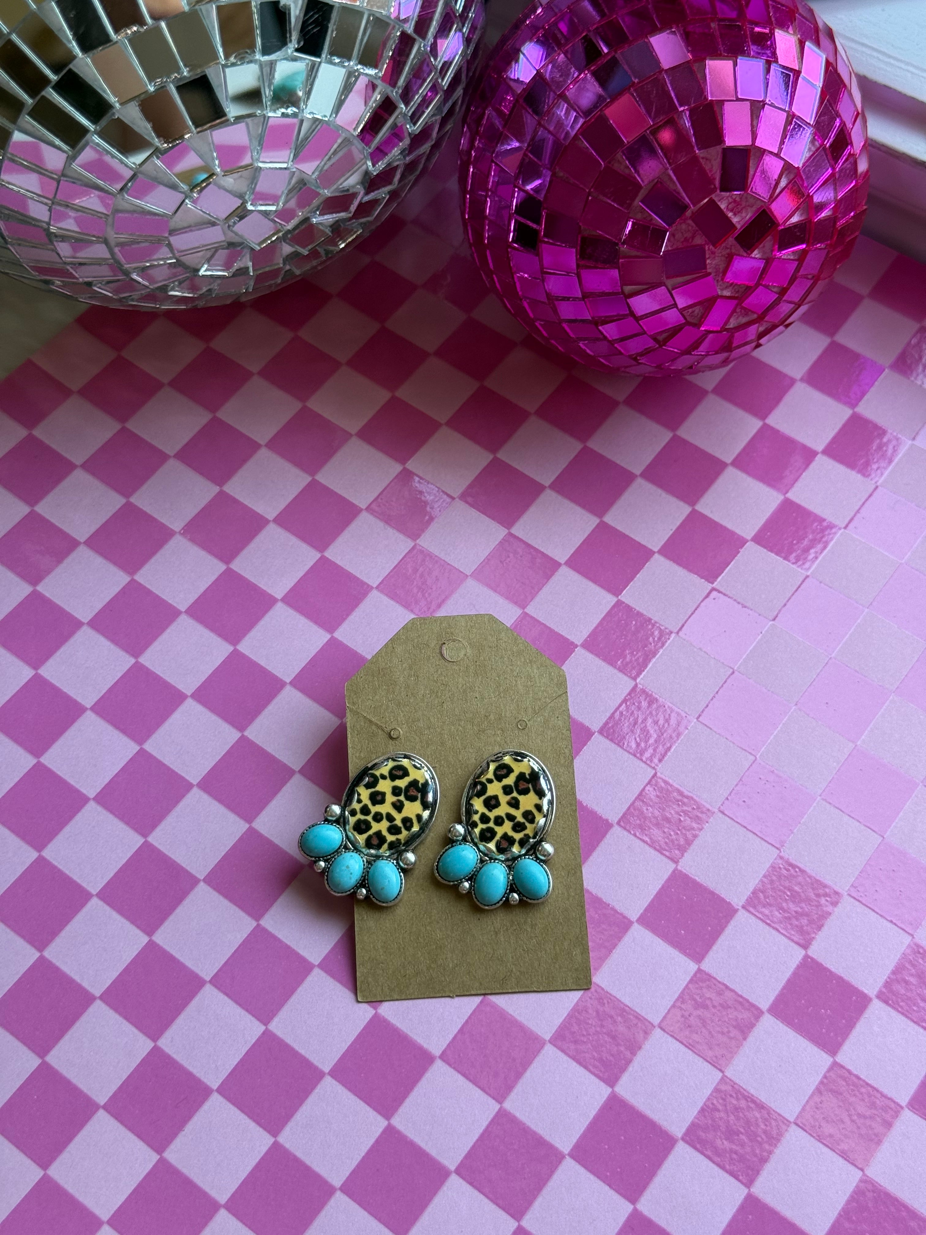 Cheetah cluster earrings