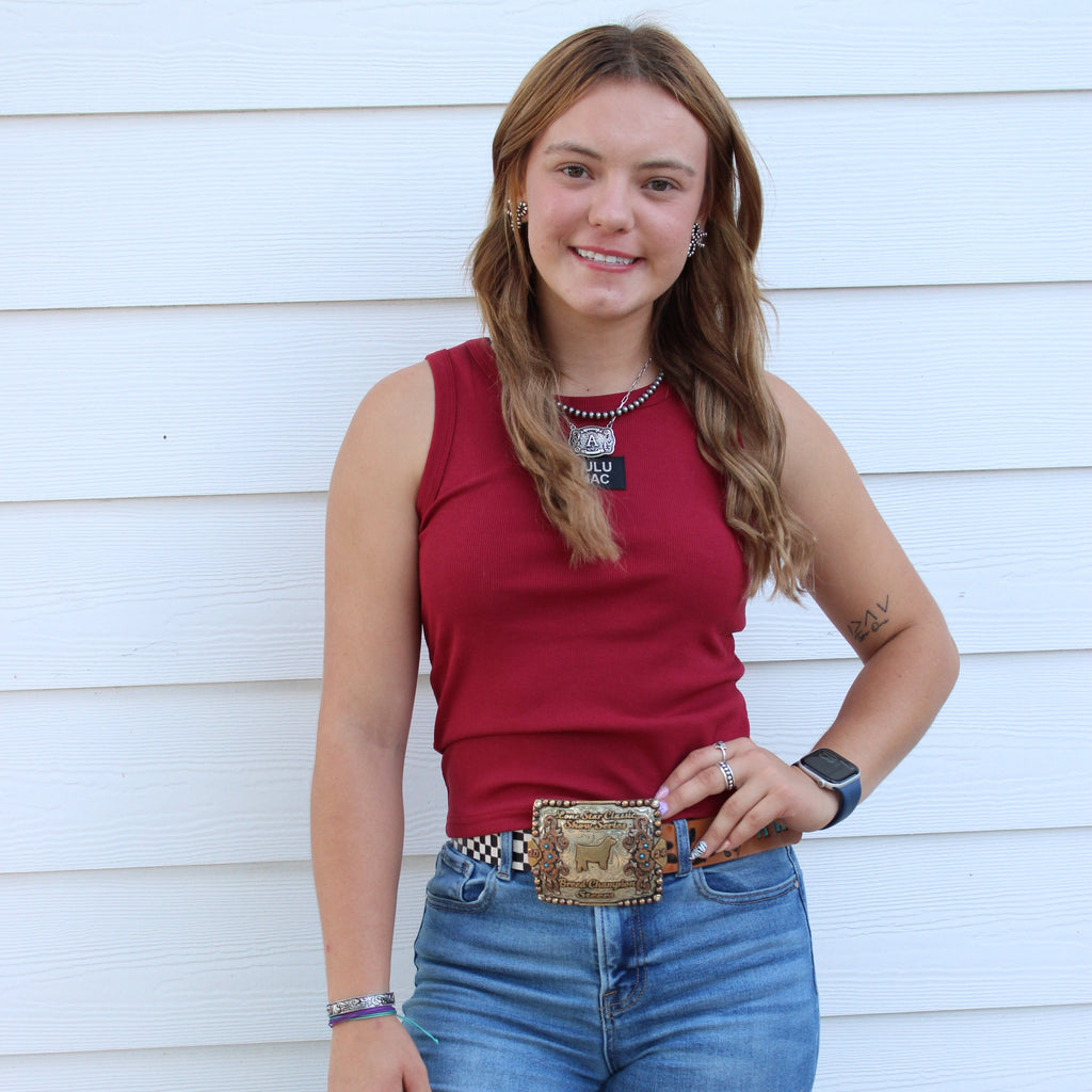 Maroon lulu mac top