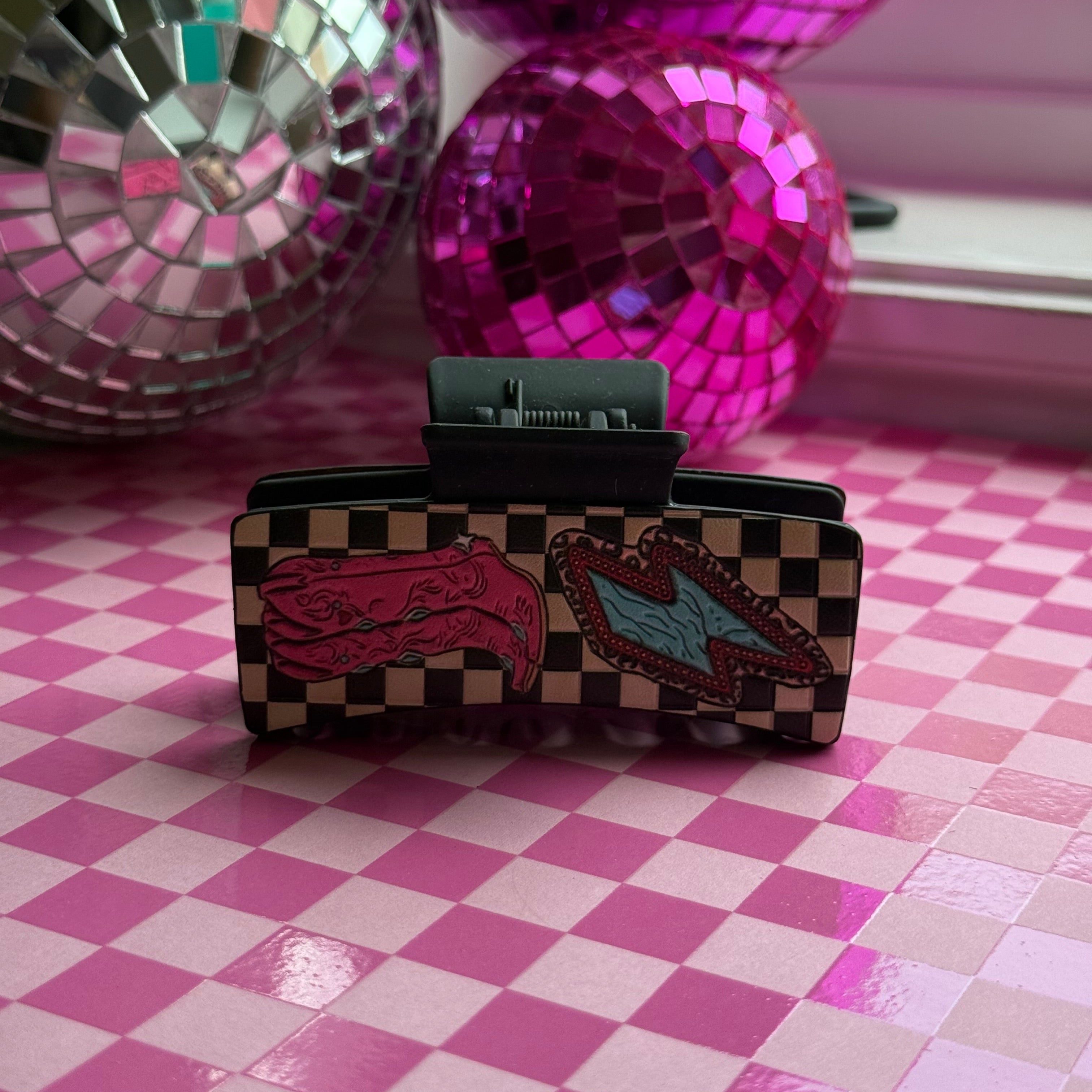Checkered hair clip