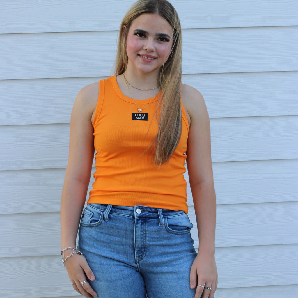 Orange lulu mac top