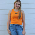 Orange lulu mac top