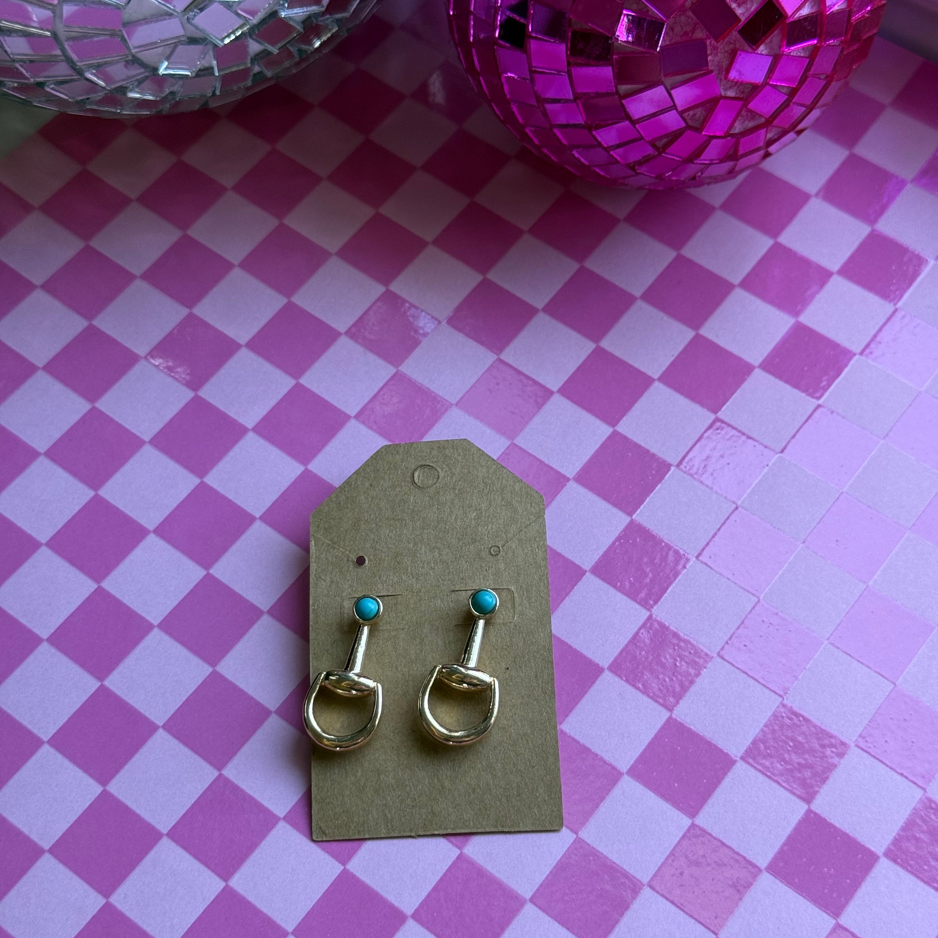 Gold single bit earrings