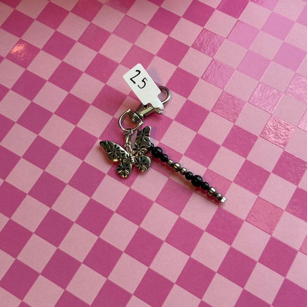 Butterfly & onyx keychain