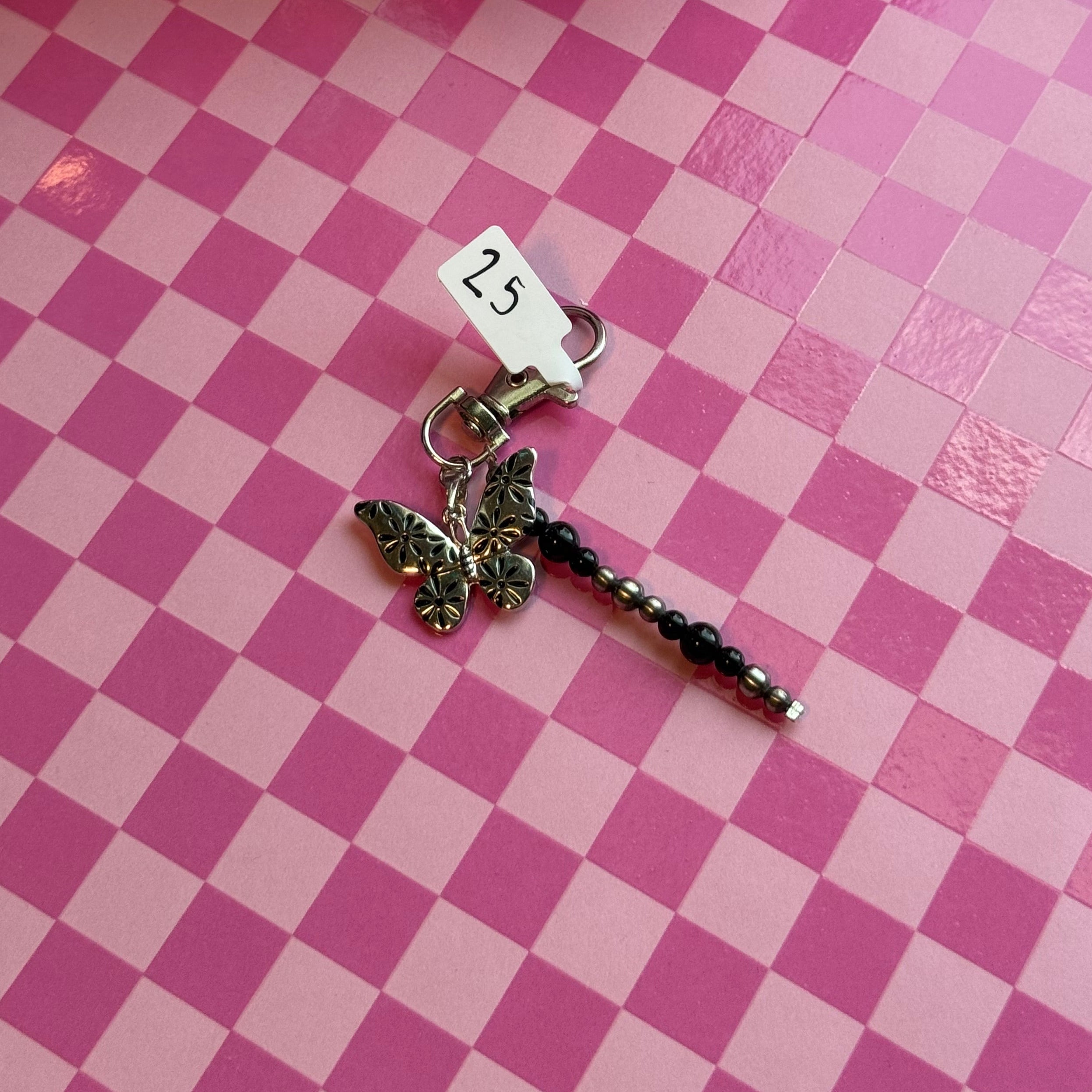 Butterfly & onyx keychain