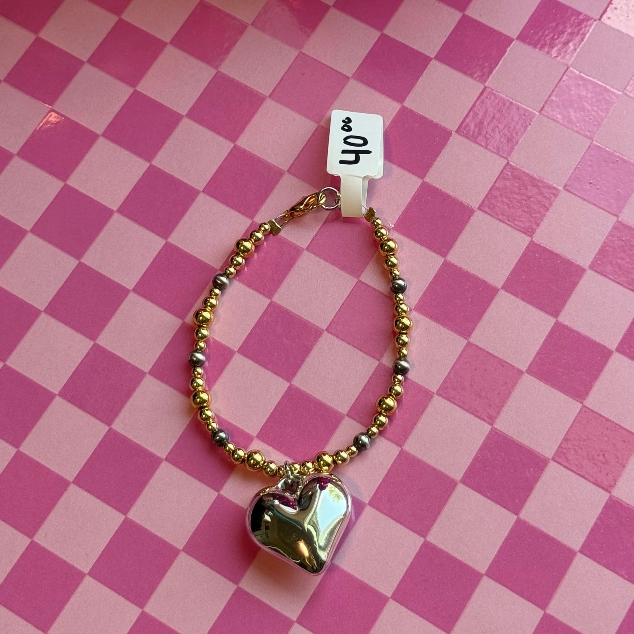 Mixed metal heart bracelet