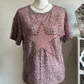 Pink leopard star top