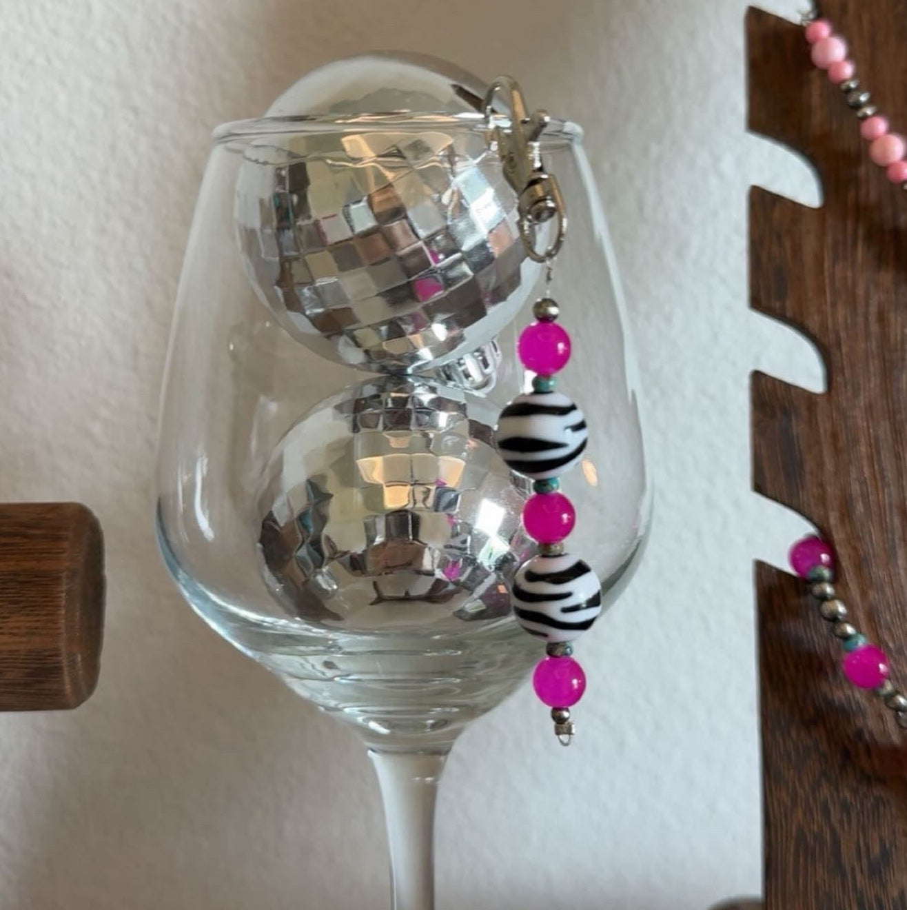 Hot pink zebra keychain