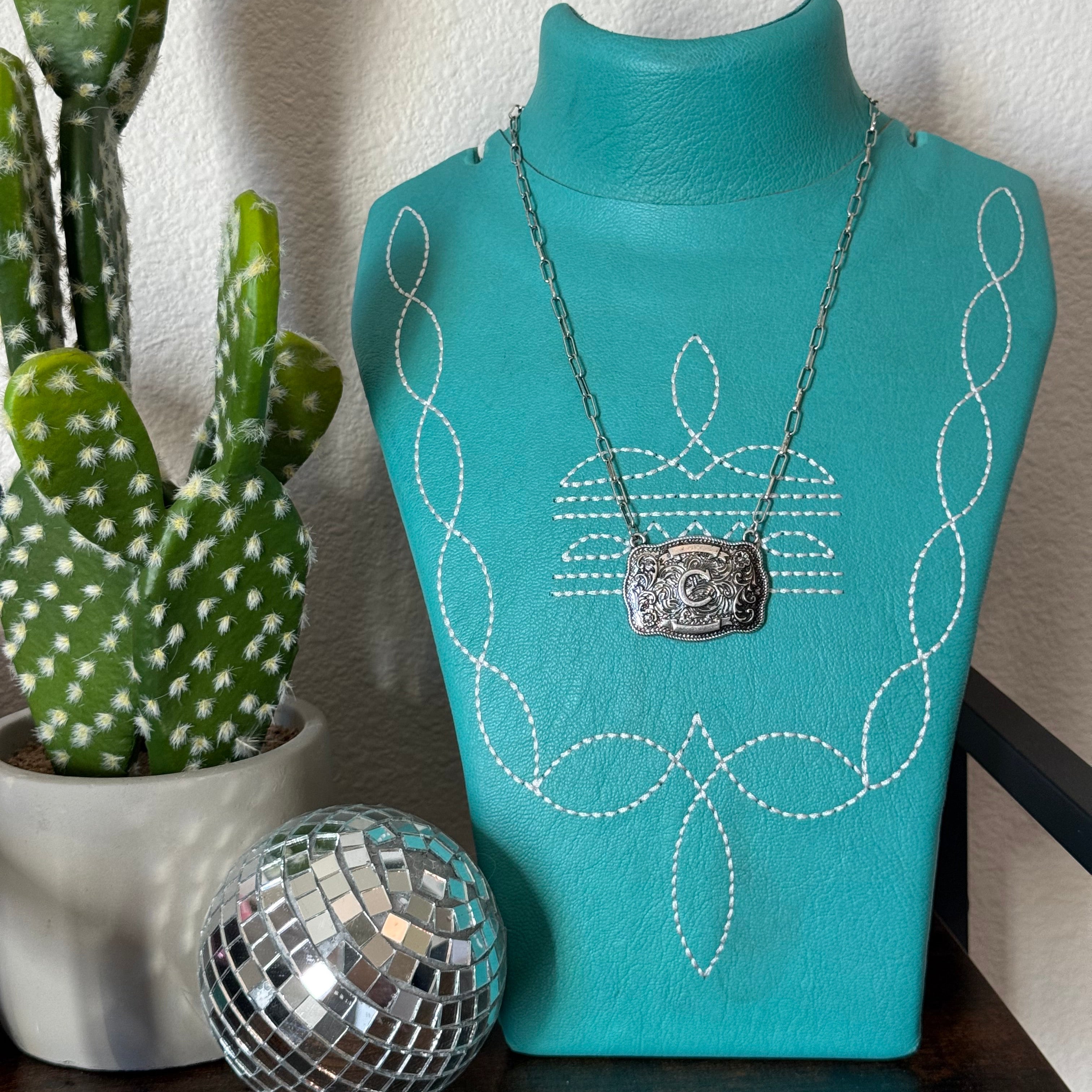 Buckle initial necklace
